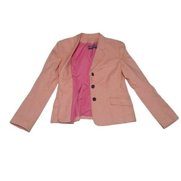 Vineyard Vines Women's 3 Button Notched Lapel Cotton Blazer Jacket Orange Size 8 - Picture 3 of 7
